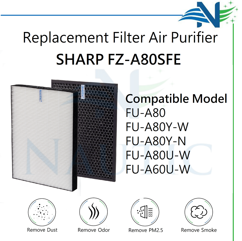 NAUTIC Filter Sharp Air Purifier FZ-A80SFE FU A80 FU-A80Y FU-A80Y-N FU-A80Y-W Replacement HEPA+Carbon