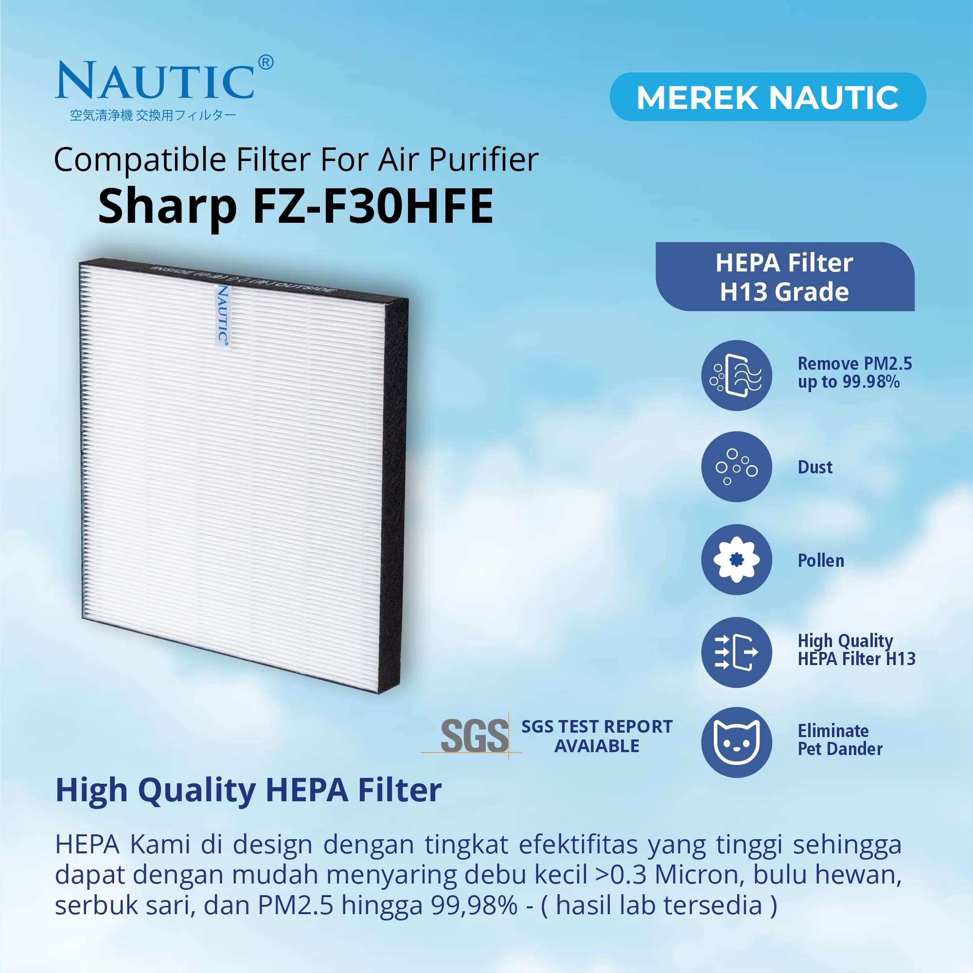 HEPA Filter Sharp FZ-F30HFE Air Purifier FP-F30Y FP-J30Y FP-GM30Y FP-JM30Y KC-F30Y FU A28 Y28 thumb 2