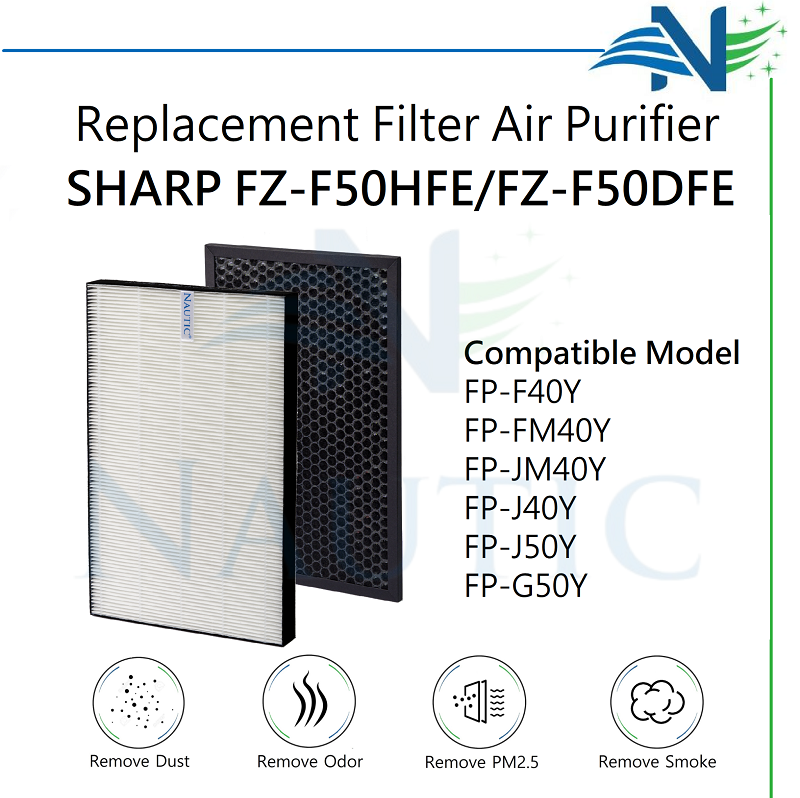 NAUTIC HEPA Filter Sharp FZ-F50HFE FP-J40Y FP-J50Y FP-G50Y FP-F40Y Air Purifier Replacement Filter