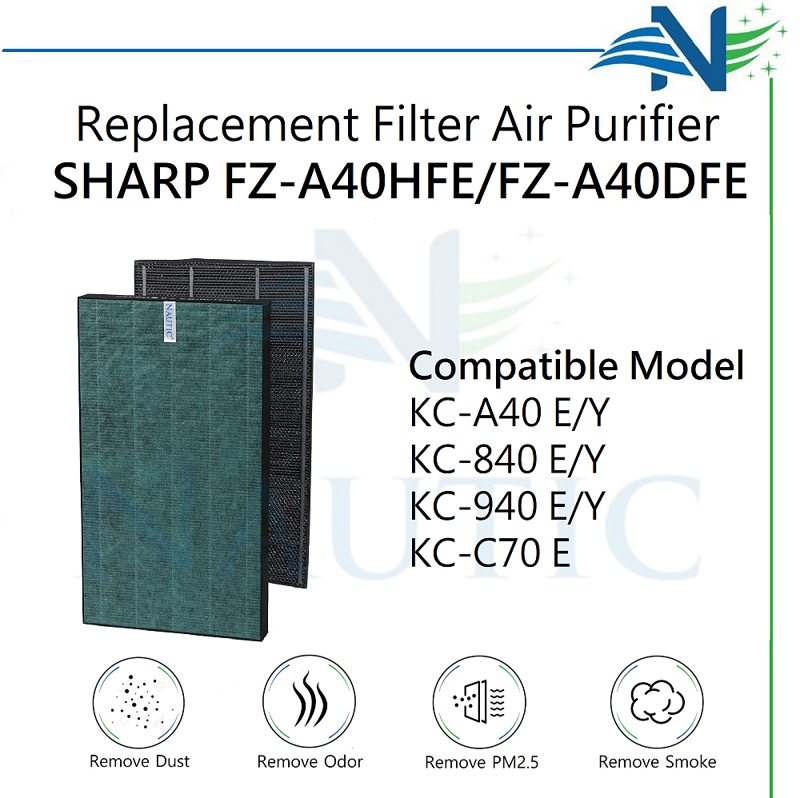 NAUTIC HEPA Filter Sharp Air Purifier KC-A40Y KC-840E KC-940E KC-C70E Replacement Filter FZ-A40HFE FZ-A40DFE
