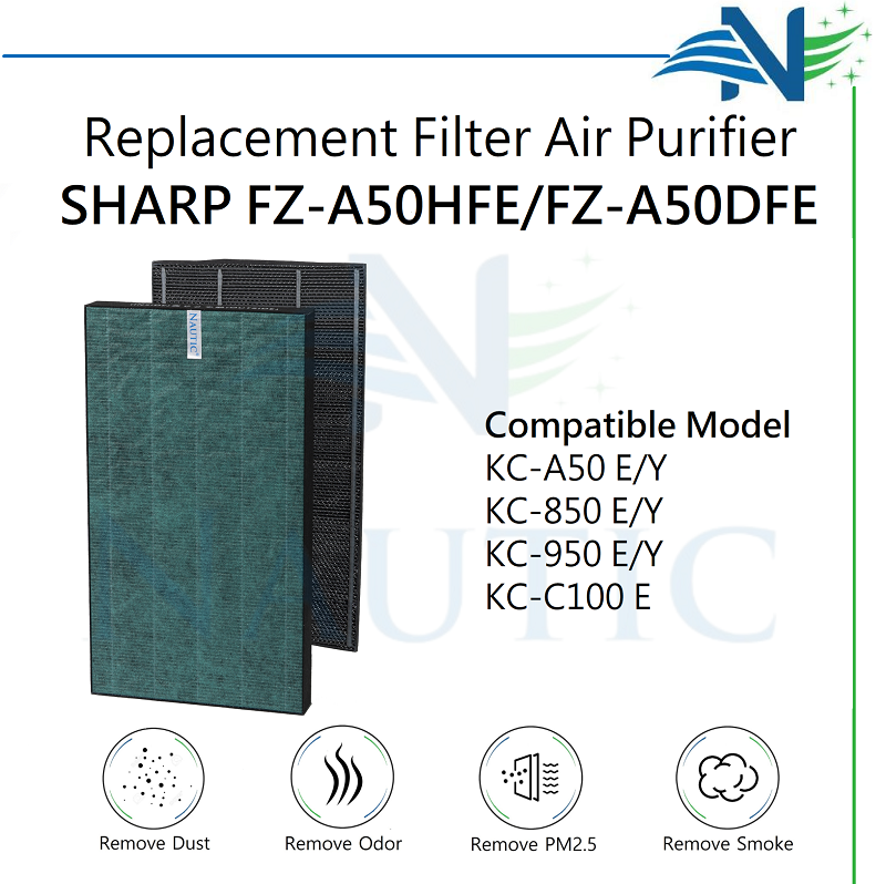 NAUTIC HEPA Filter Sharp Air Purifier KC-A50 KC-850 KC-950 KC-C100E Replacement Filter FZ-A50HFE FZ-A50DFE
