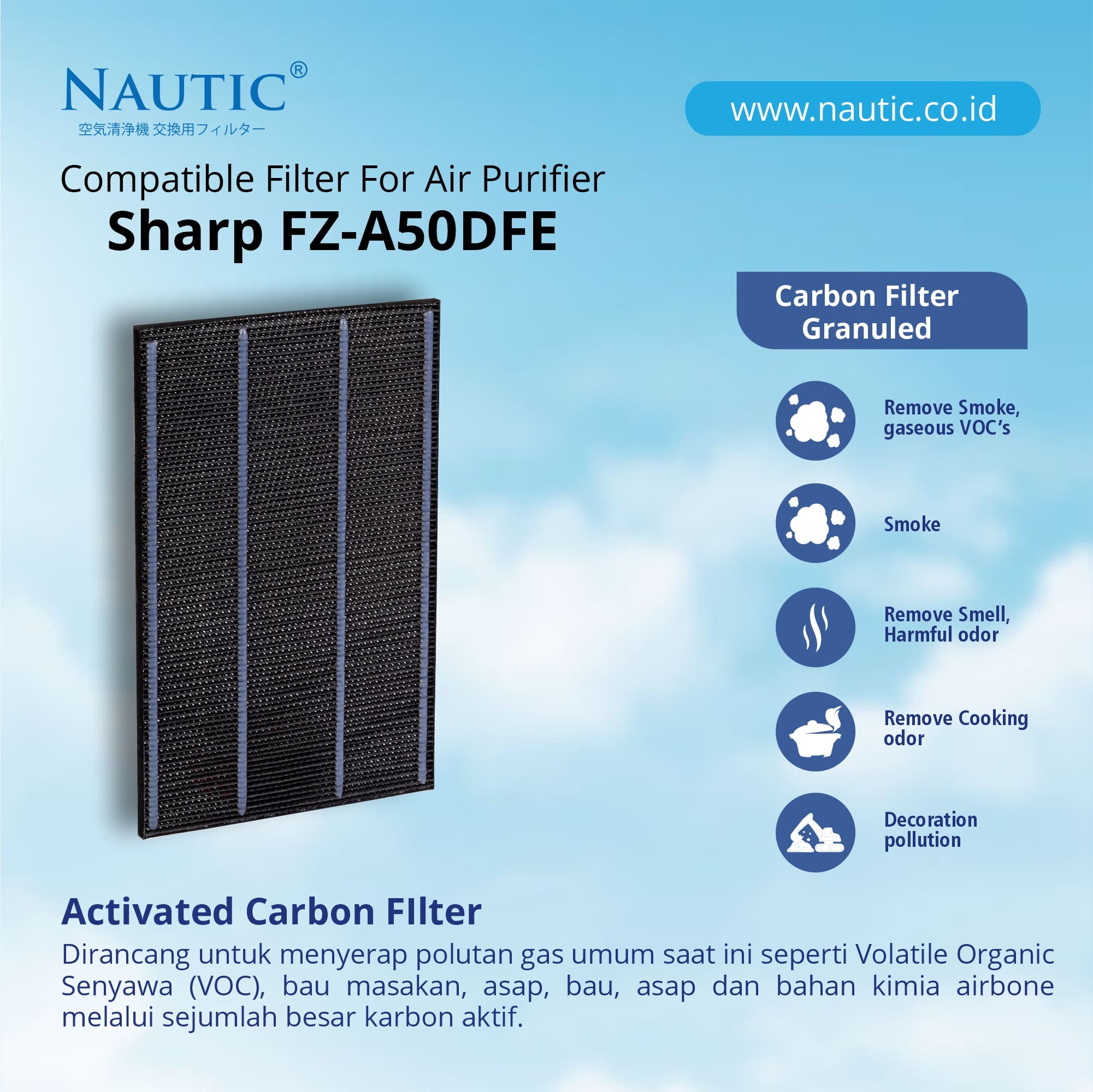 NAUTIC HEPA Filter Sharp Air Purifier KC-A50 KC-850 KC-950 KC-C100E Replacement Filter FZ-A50HFE FZ-A50DFE thumb 3