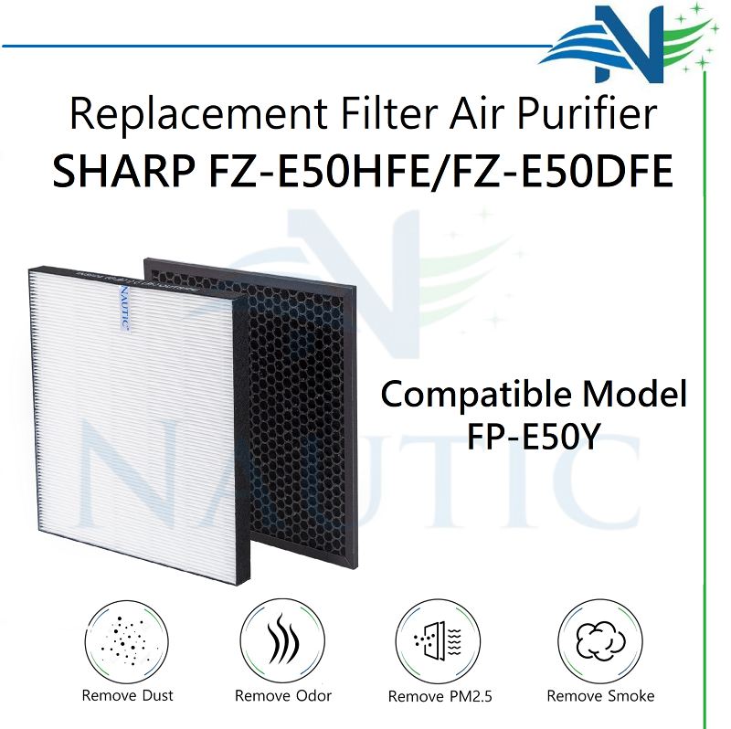 NAUTIC HEPA Filter Air purifier sharp FZ-E50HFE + FZ-E50DFE FP-E50Y FP-E50TA FP-E50Y-W filter pembersih udara sharp FP-E50