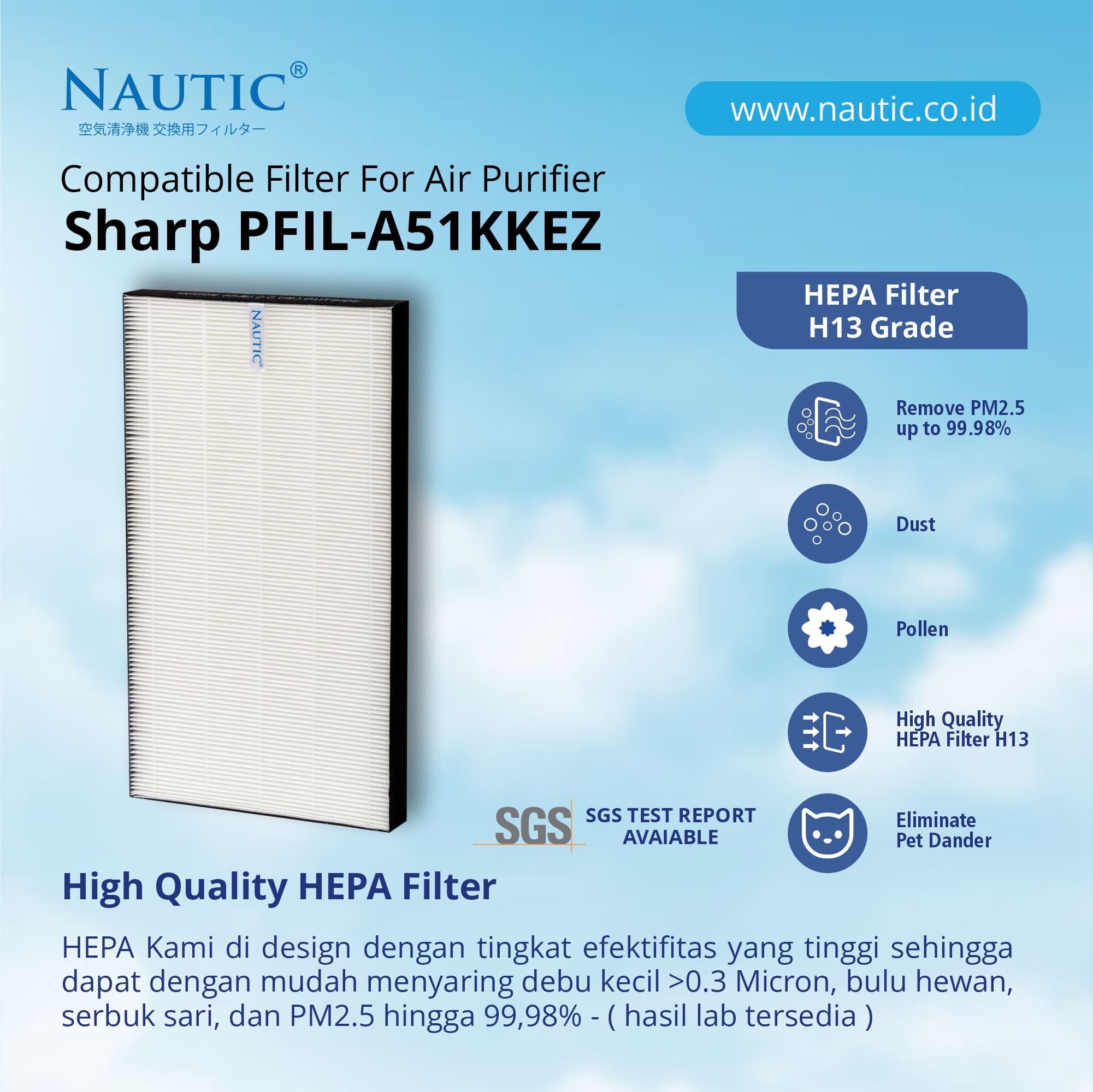 NAUTIC HEPA Filter Sharp Air Purifier FP-J60Y FP-J80Y KI-A60Y Replacement FZ-J80HFE FZ-J80DFE thumb 2