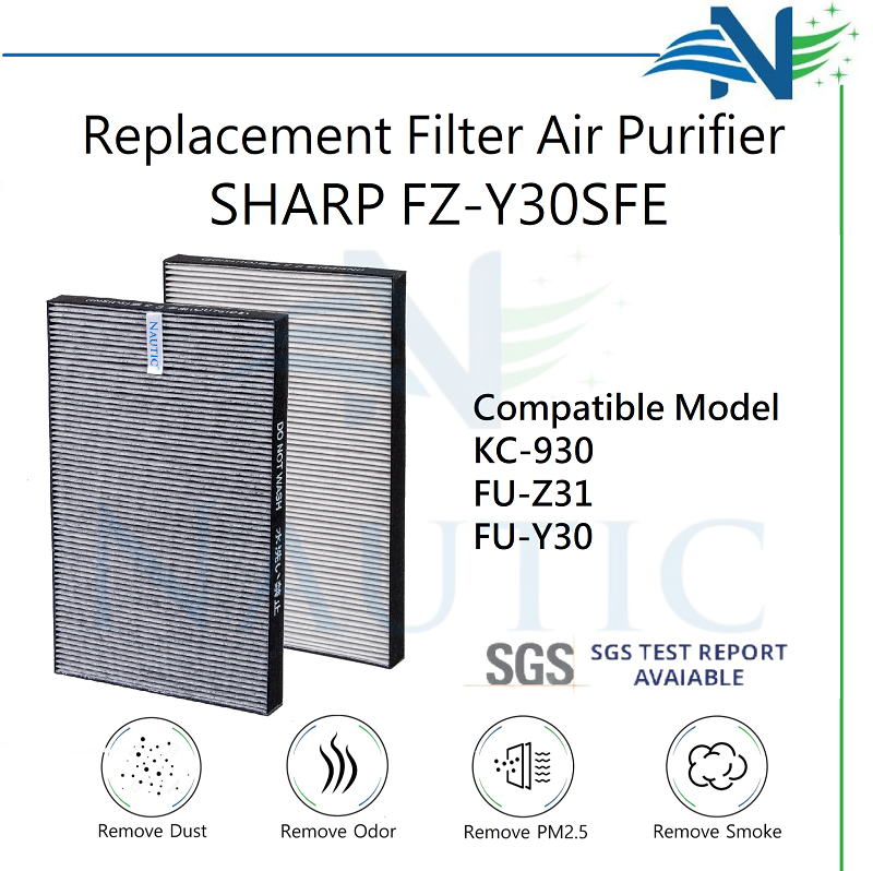 NAUTIC HEPA Replacement Filter Air Purifier Sharp FZ-Y30SFE FU-Z31Y FU-Y30E KC-930 / HEPA + Carbon Filter