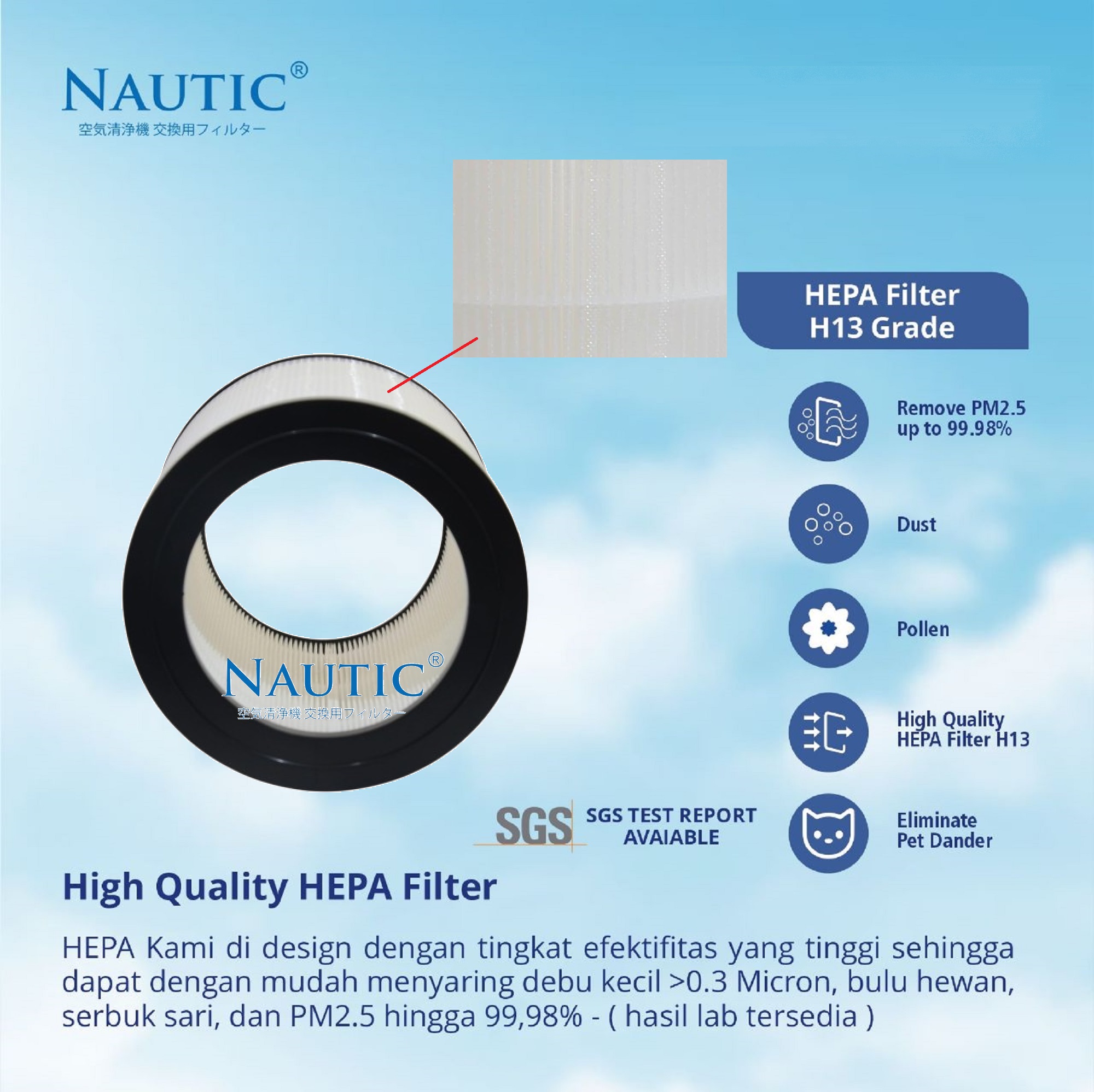 NAUTIC Hepa FILTER FY0611 untuk Philips Air Purifier 600i Series AC0650/10 thumb 2