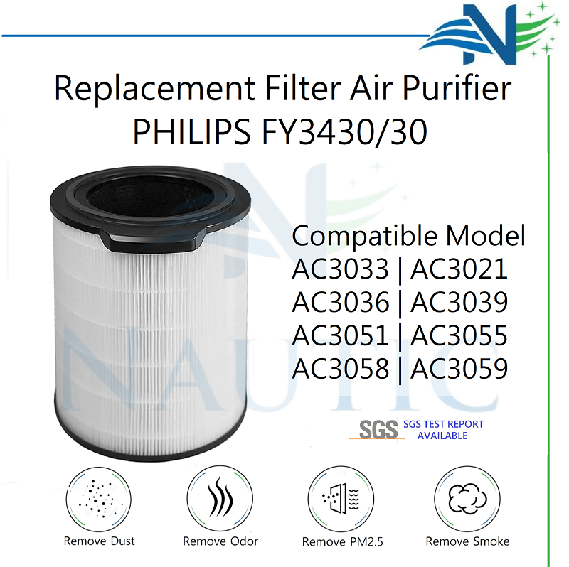 NAUTIC HEPA FILTER FY3430/30 untuk PHILIPS Air Purfier AC3033, AC3036, AC3039, AC3055, AC3059