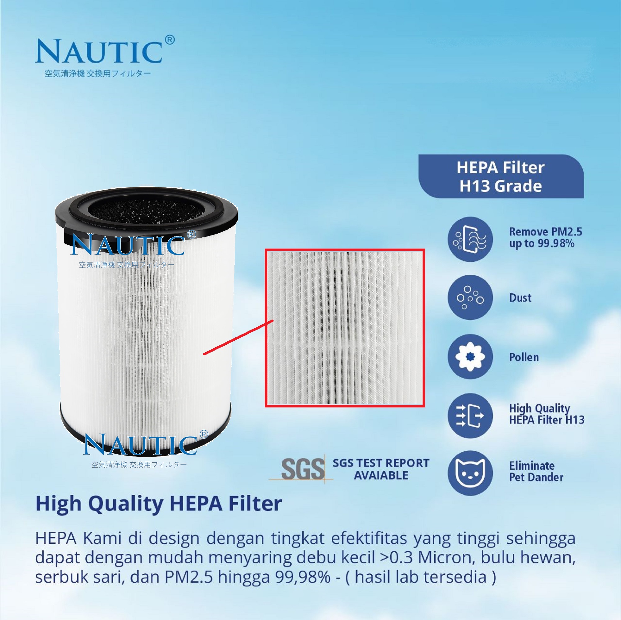 NAUTIC HEPA FILTER FY3430/30 untuk PHILIPS Air Purfier AC3033, AC3036, AC3039, AC3055, AC3059 thumb 2