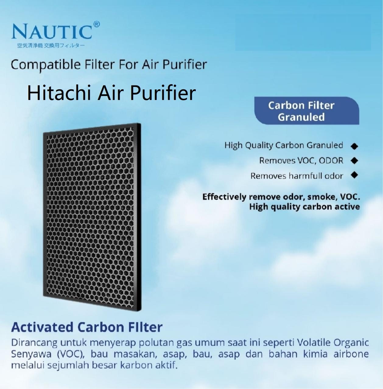 NAUTIC HEPA - Filter + Carbon Hitachi Air Purifier Filter EP-A6000 EP-A7000 EP-A9000 Replacement EPF-DV1000 / EP-A6000 902 thumb 2