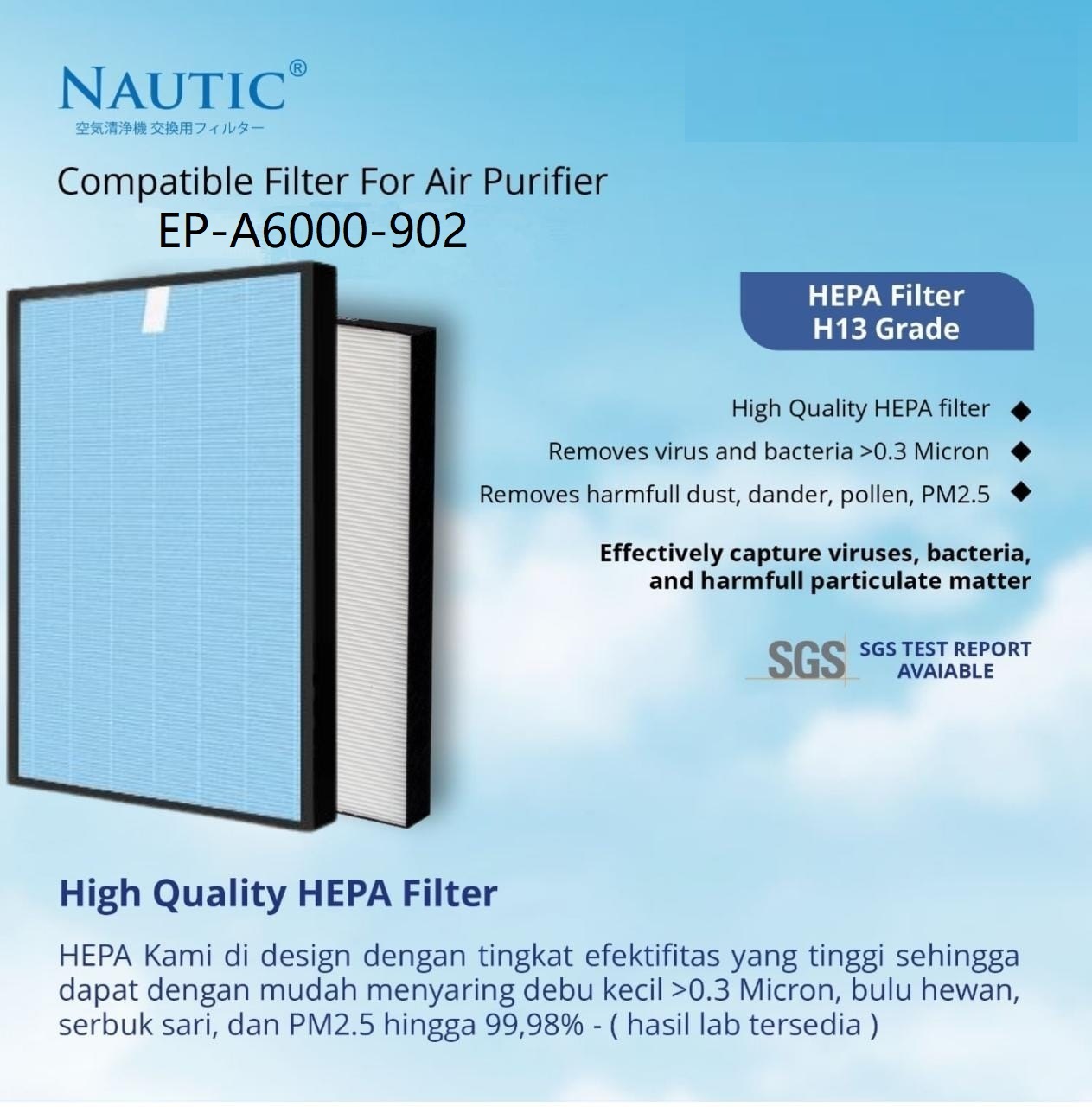 NAUTIC HEPA - Filter + Carbon Hitachi Air Purifier Filter EP-A6000 EP-A7000 EP-A9000 Replacement EPF-DV1000 / EP-A6000 902 thumb 3