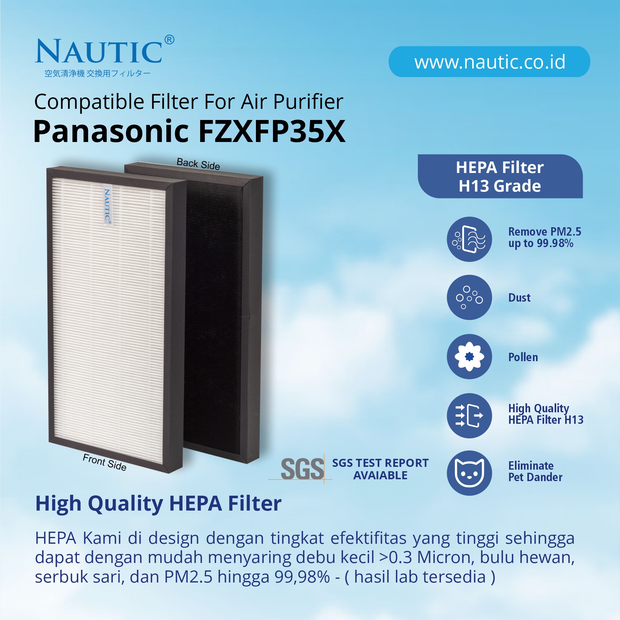 NAUTIC HEPA Filter Air Purifier Panasonic F-ZXFP35X F-PXF35AHN F-PXM35ASN F-PXF35X F-PXF35A F-PXF35M F-PMF35X thumb 2