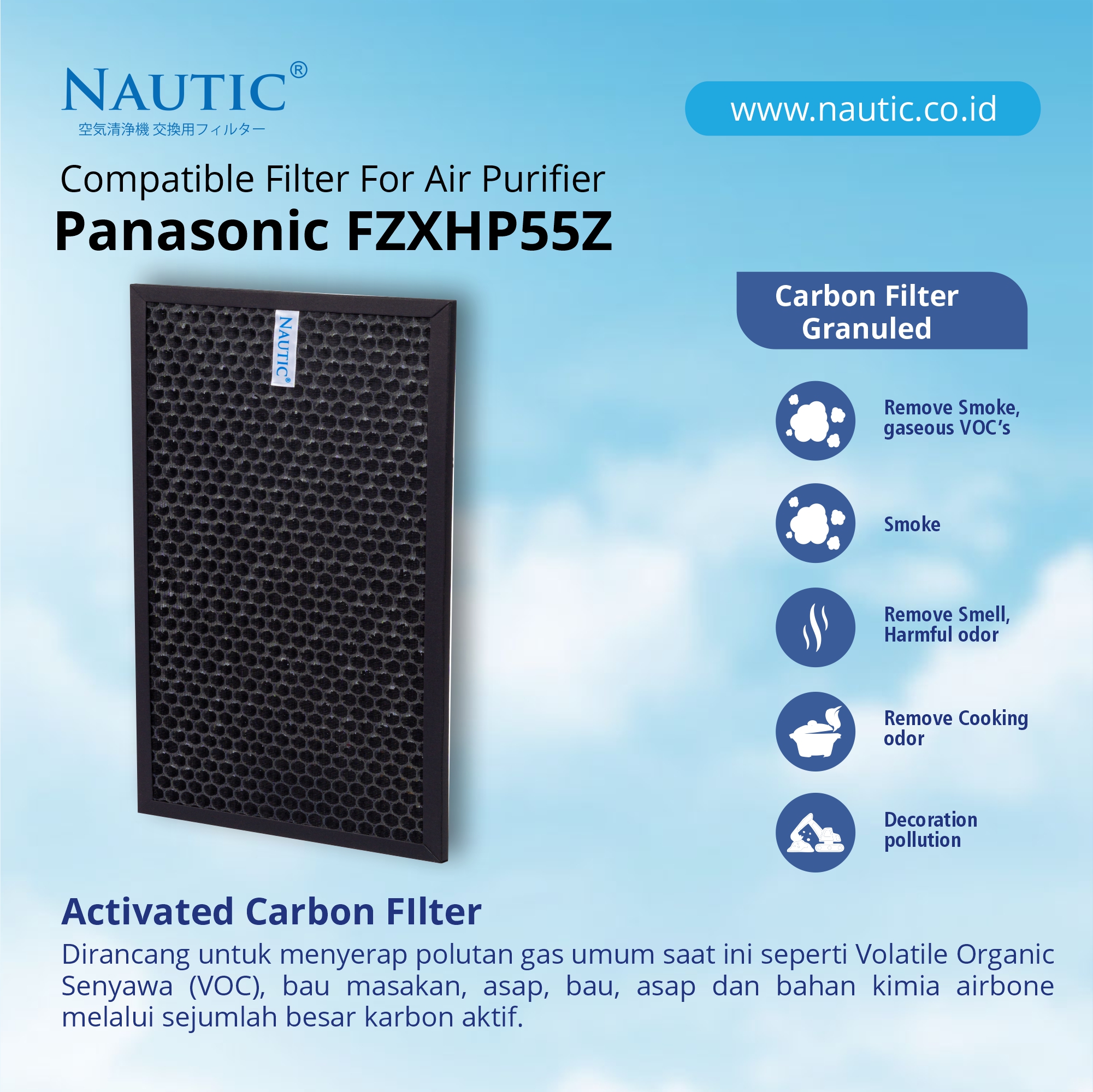 NAUTIC Filter Air Purifier Panasonic F-ZXHP55Z F-VXH50R F-VXR50R F-PXH55A F-PXH55H F-PXH55M F-VXH50A F-VXH50H thumb 3